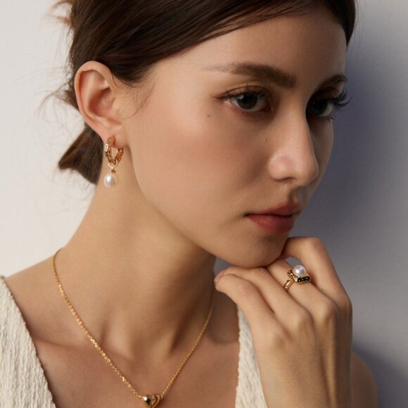 ✨ Artisan Original Convertible Pearl Charm Hoop Earrings | 2-in-1 S925 Gold - Picture 11 of 14